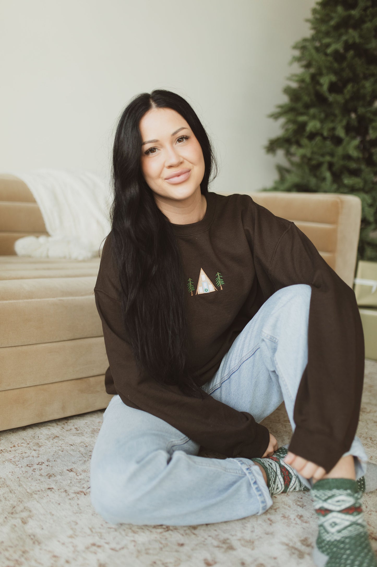 A-Frame Cabin In The Woods Crewneck