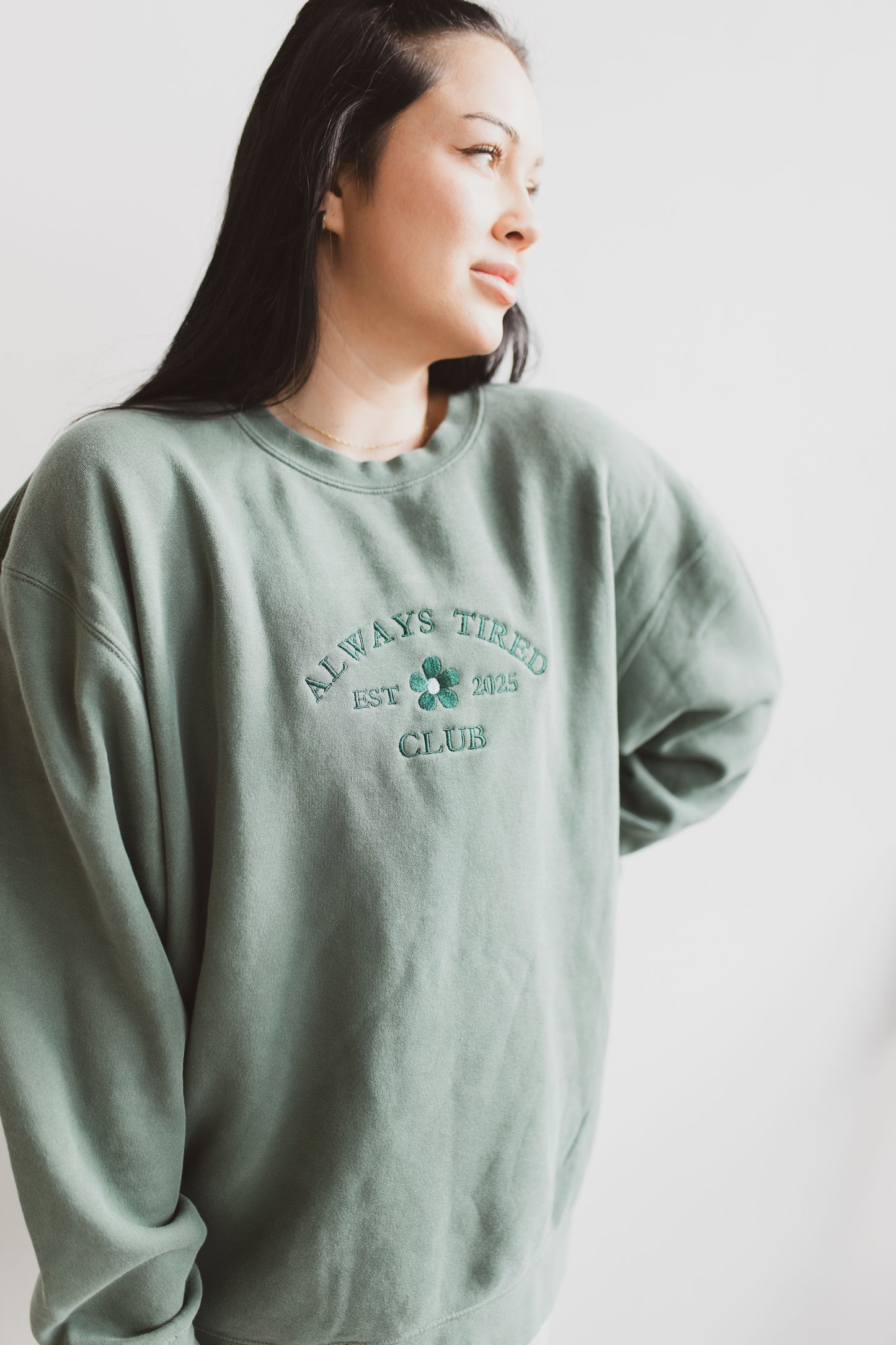 Always Tired Club Pigment Dyed Crewneck