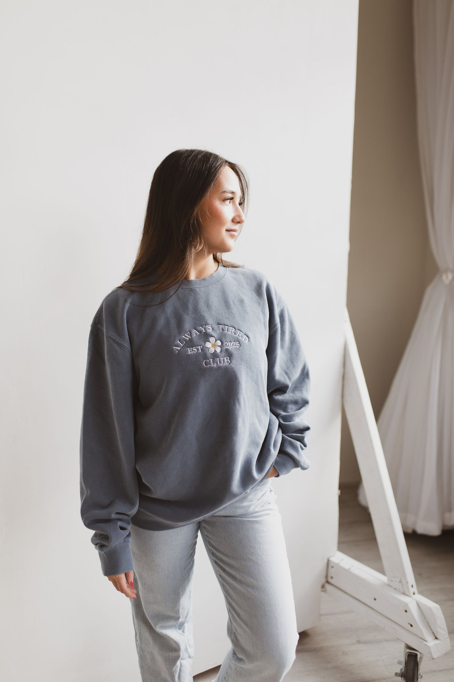 Always Tired Club Pigment Dyed Crewneck