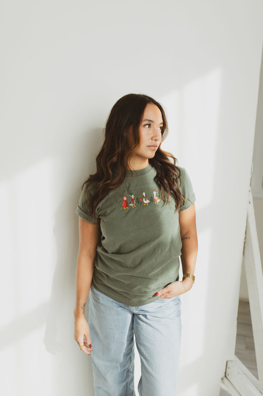 Christmas Geese Comfort Colors Shirt