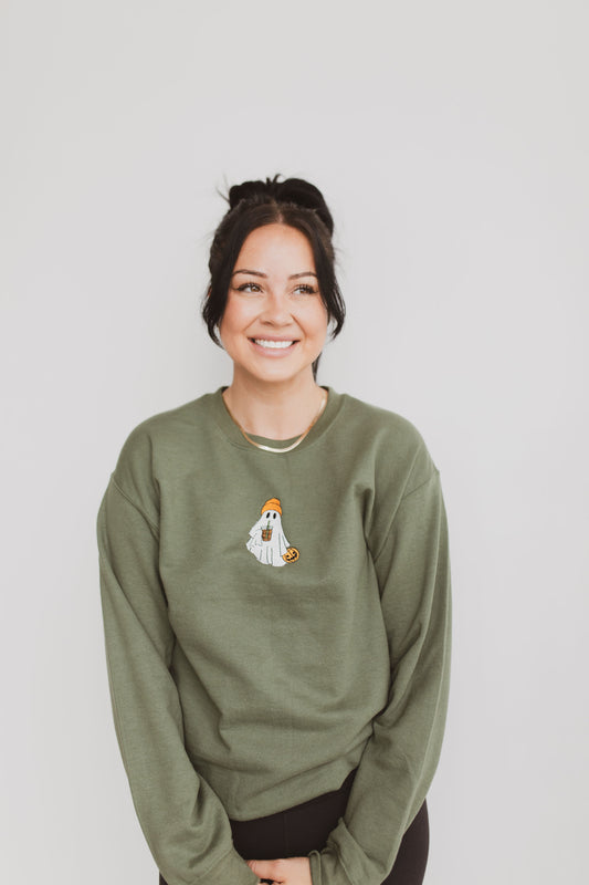 Trick Or Treat Iced Coffee Ghost Crewneck