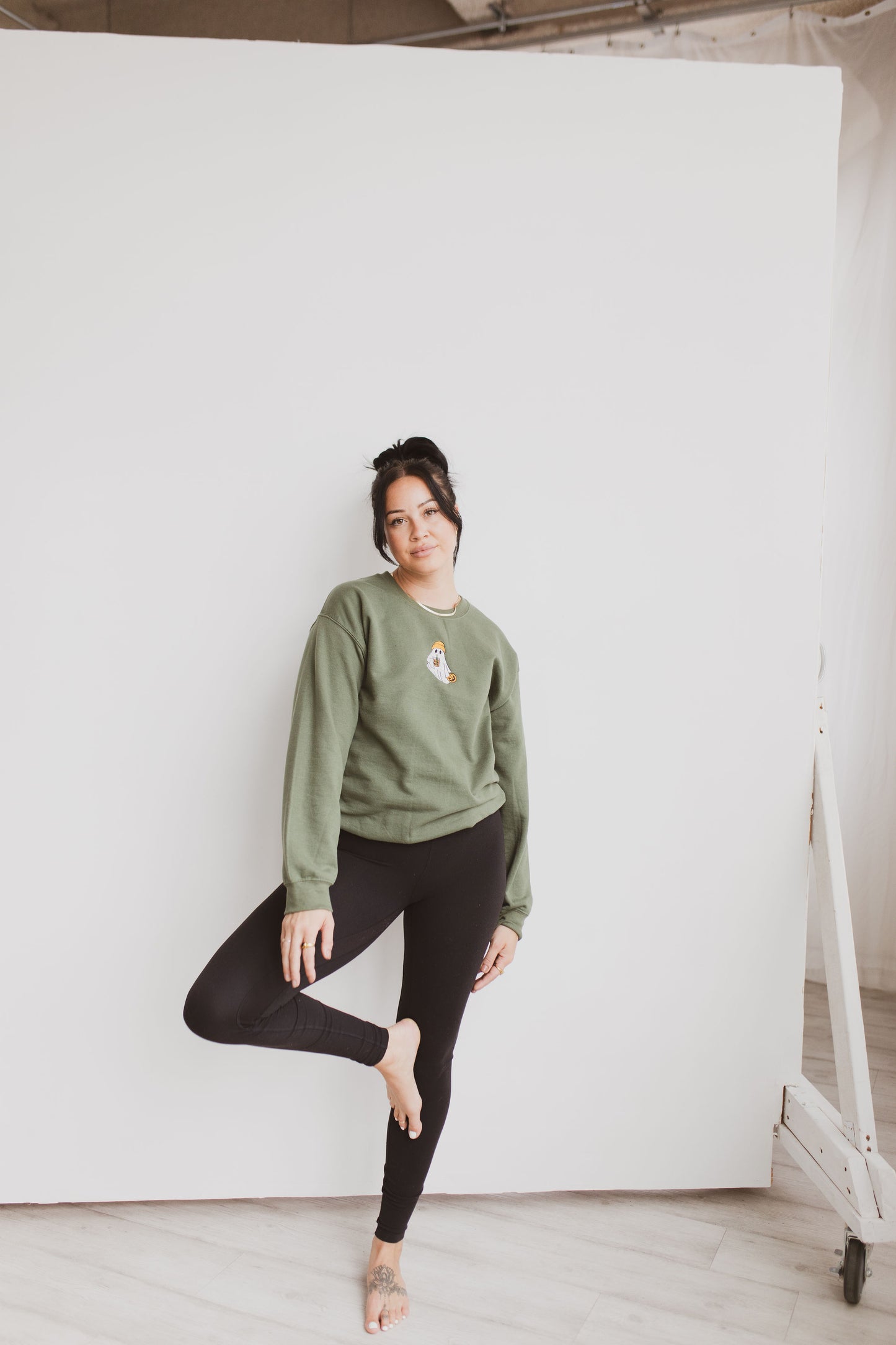 Trick Or Treat Iced Coffee Ghost Crewneck