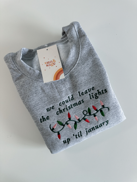 Embroidered Christmas Lights Crewneck