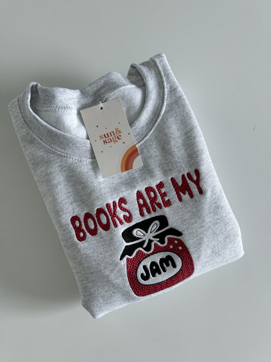 Embroidered Books Are My Jam Crewneck