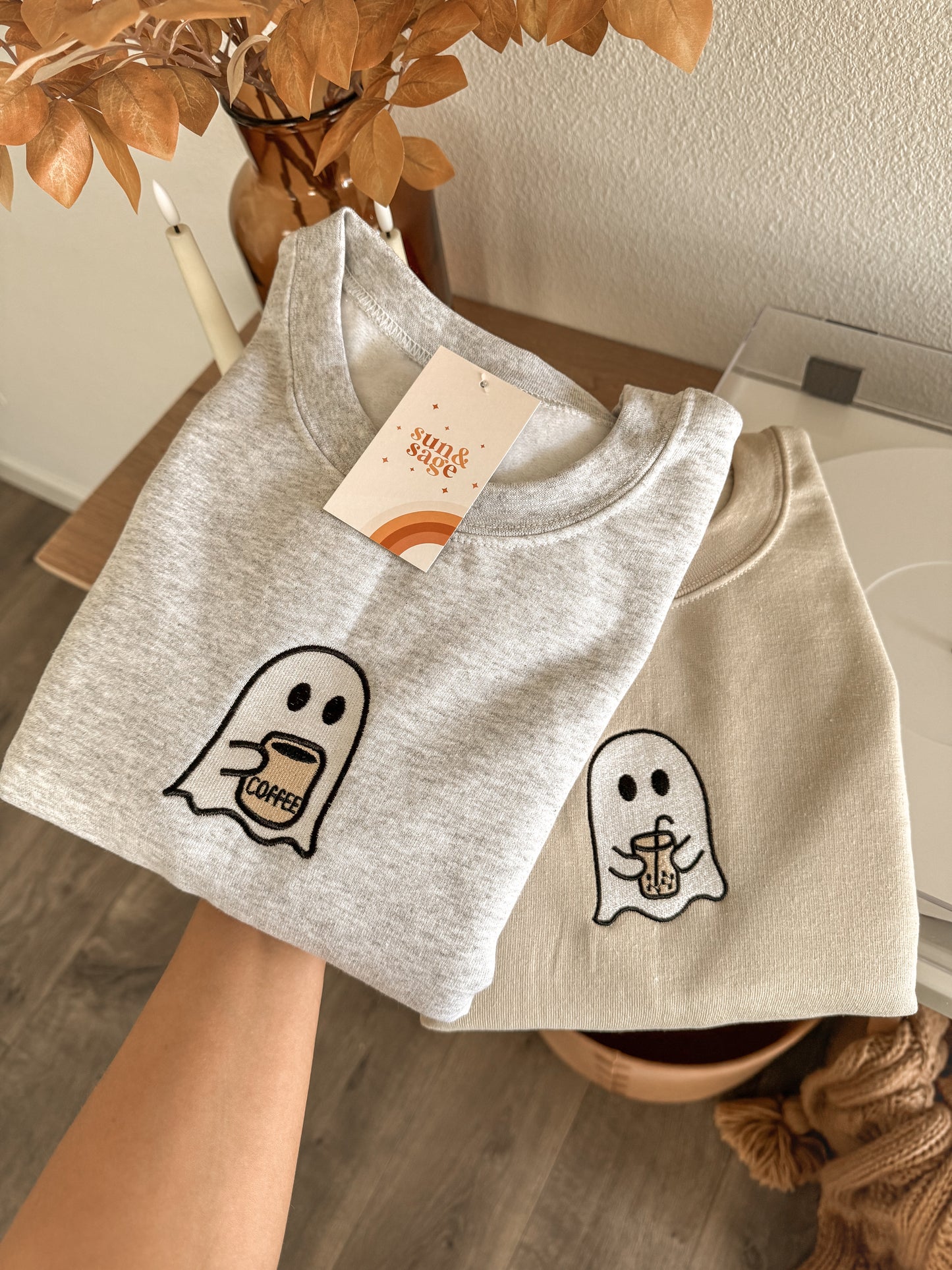 Embroidered Little Coffee Ghost Crewneck