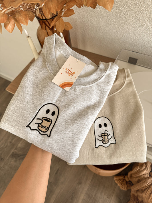 Embroidered Little Coffee Ghost Crewneck