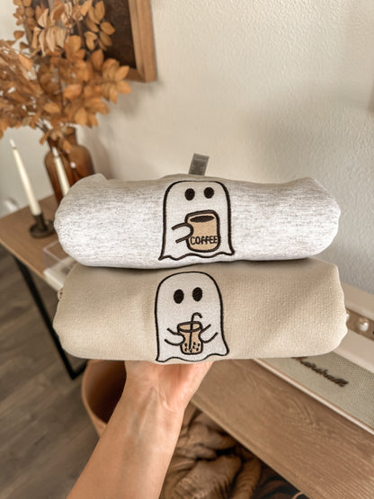 Embroidered Little Coffee Ghost Crewneck