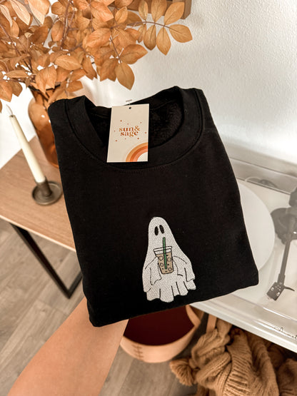 Embroidered Iced Coffee Ghost Crewneck