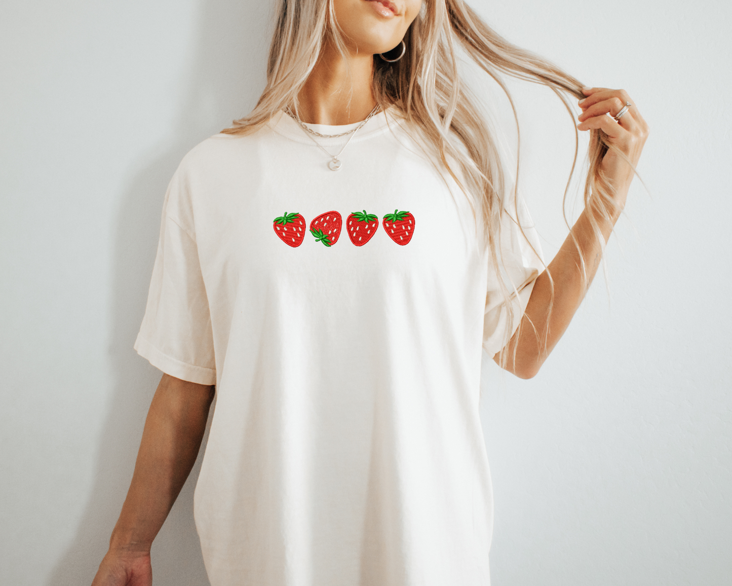 Embroidered Strawberry Comfort Colors Shirt