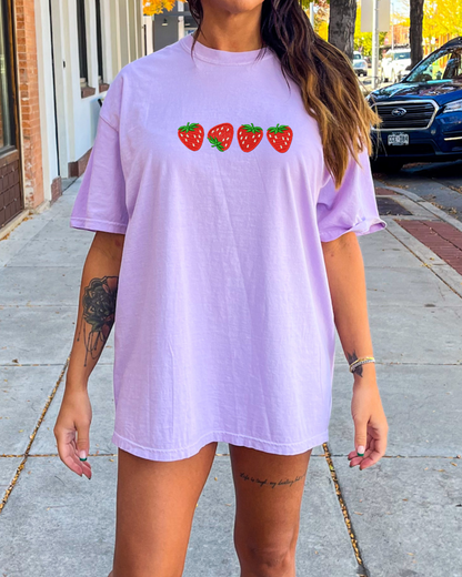 Embroidered Strawberry Comfort Colors Shirt