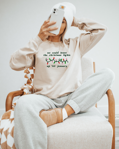 Embroidered Christmas Lights Crewneck